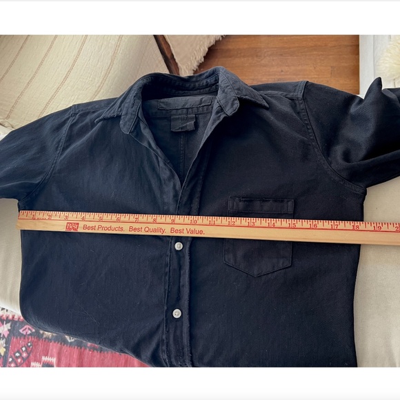 FRANK & EILEEN 'Barry' Tailored Button Up Shirt in Famous Denim - Black - XS - Picture 9 of 12
